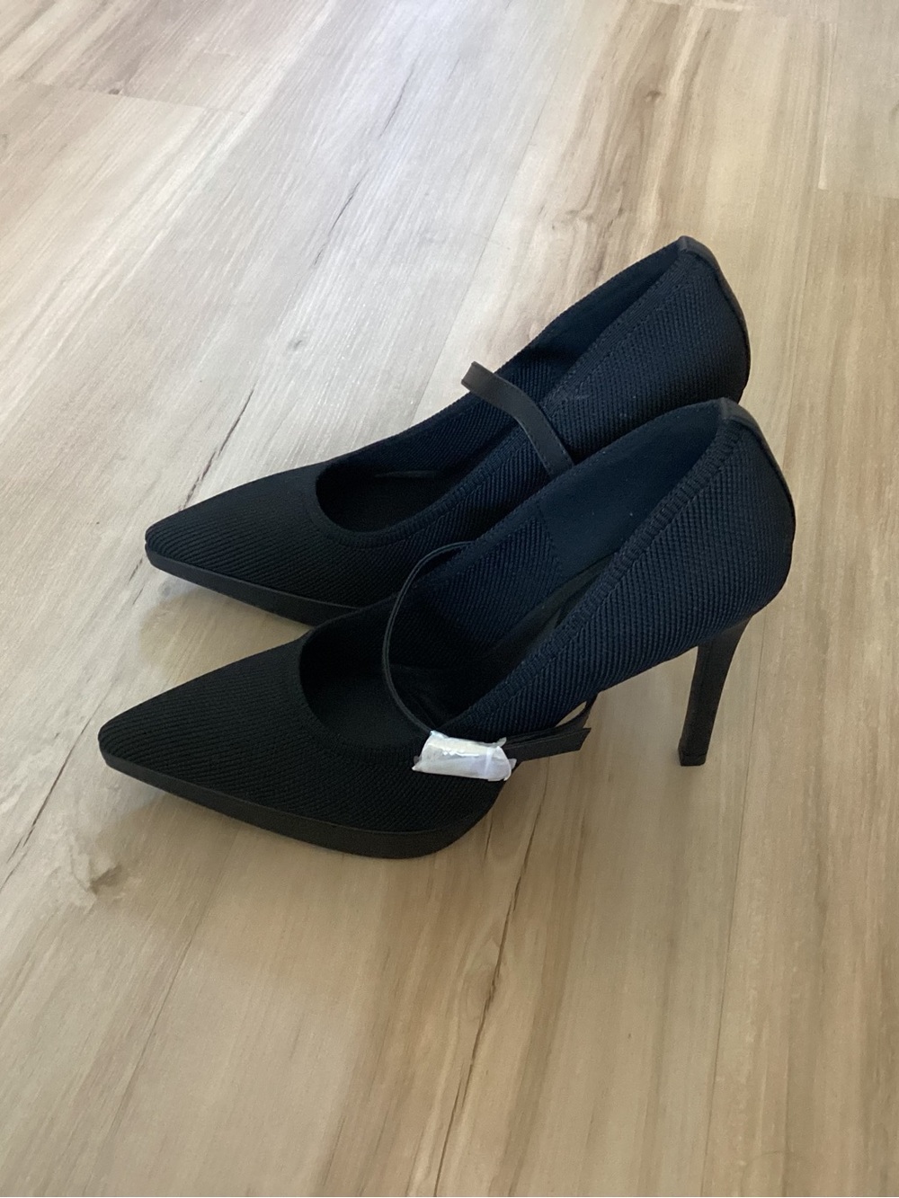 Black Pointed-Toe Mary Jane High Heels